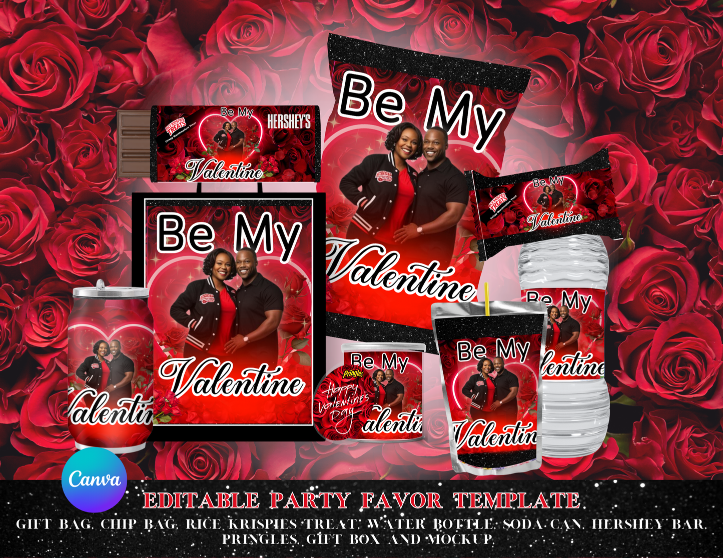 Editable "Be My Valentine" Party Favor Templates Bundle