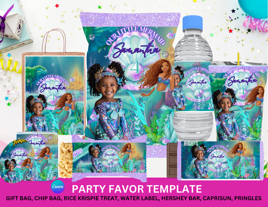 Editable Little Mermaid Party Favor Template