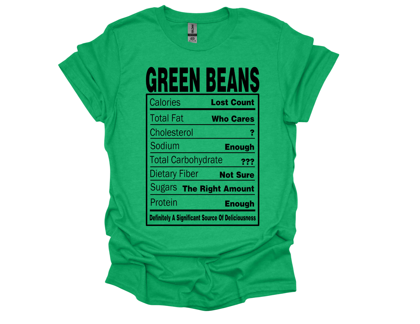 "Green Beans" Nutrition Facts Funny T-Shirt