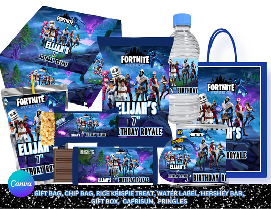 Editable Fortnite Birthday Party Favor Template