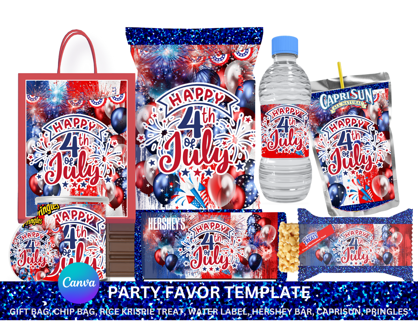 Editable 4th of July Party Favor Bundle Kit - Digital Download