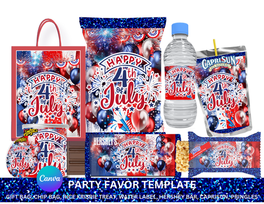 Editable 4th of July Party Favor Bundle Kit - Digital Download