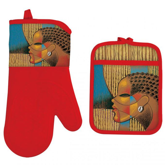 "Composite Of A Woman" Oven Mitt and Pot Holder Set