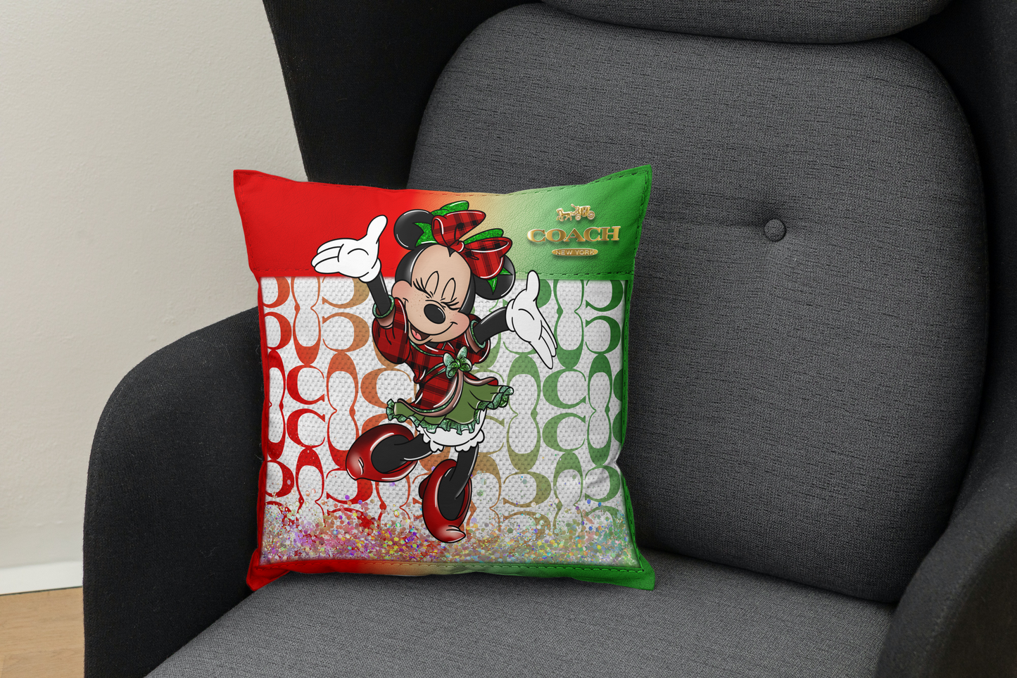 Minnie Mouse Christmas Coach Throw Pillow